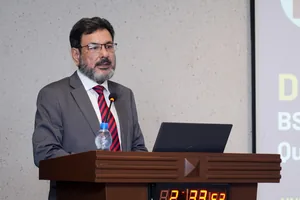 Naveed Yusuf speaking at the NUTECH BS Engineering Technology programmes launch ceremony